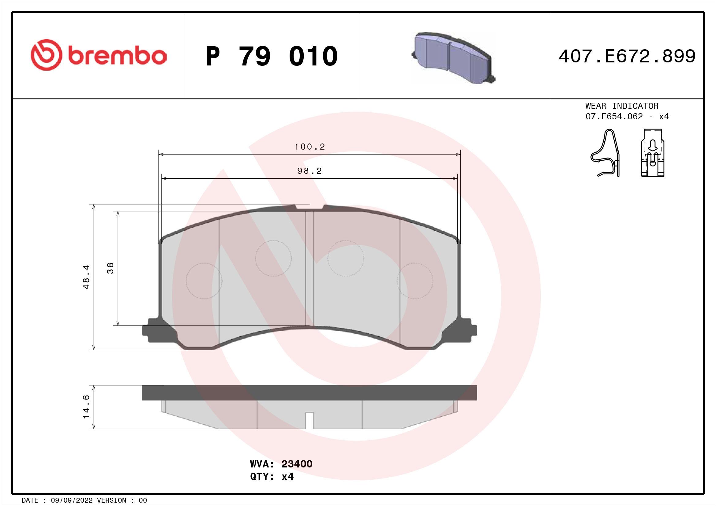 A.B.S. P 79 010 BREMBO Bremsbelagsatz, Scheibenbremse